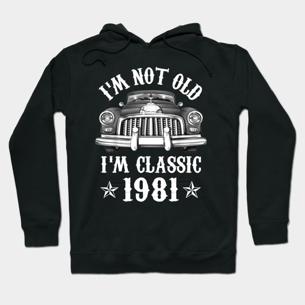 41 Year Old Vintage 1981 Classic Car 41st Birthday Gifts Hoodie by Rinte